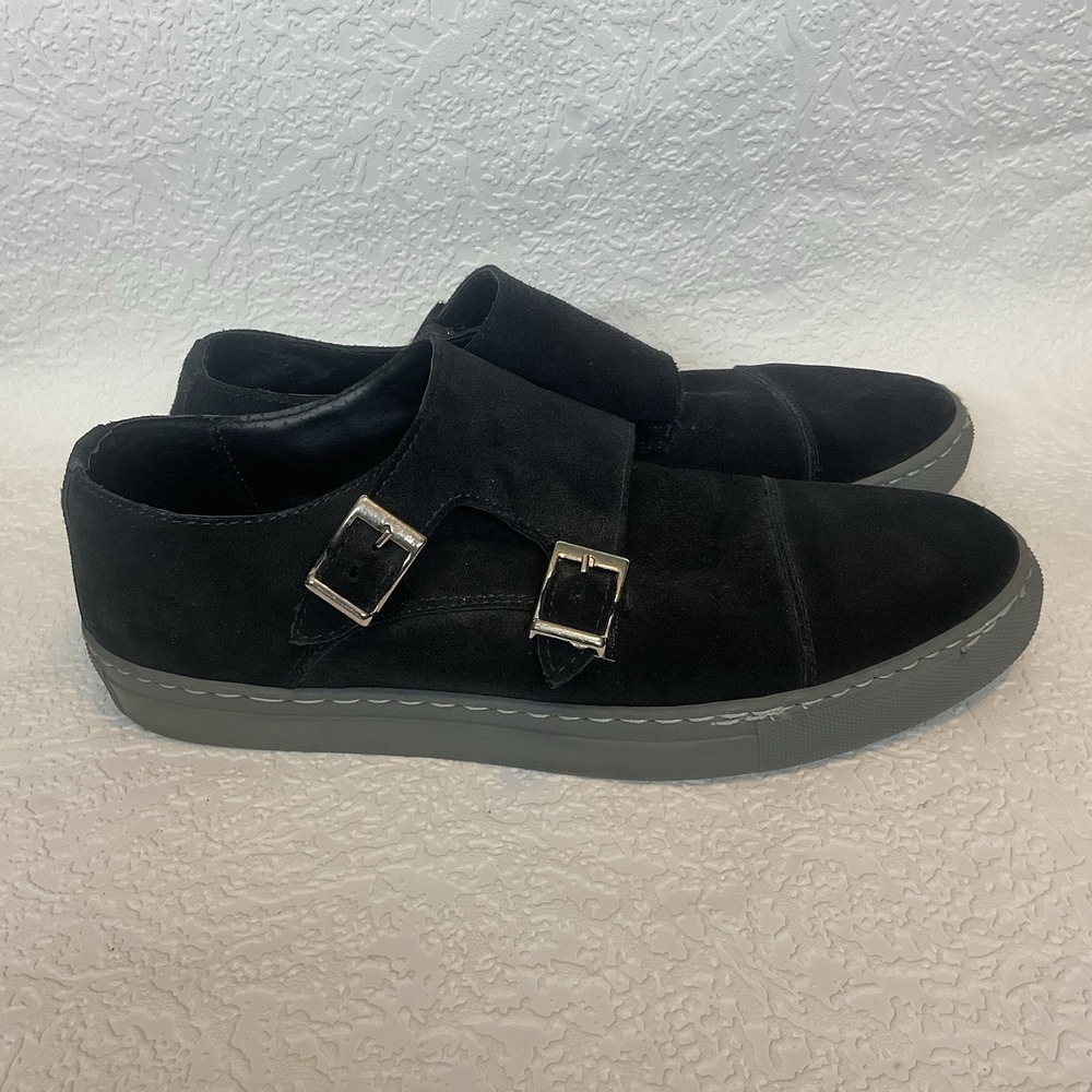 Italian Leather Black Monk Strap Leather Formal Dress Shoes Made In Italy/43 /10